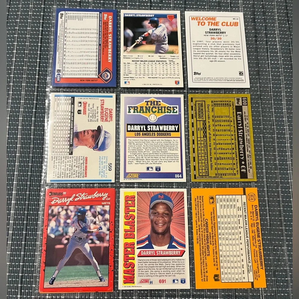 ⚾️ Darryl Strawberry MLB Baseball Sports Trading Cards, Set of 10
